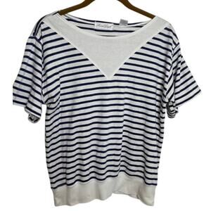 Vintage Laura Gayle Striped Top Womens Medium Sailor Preppy Short Sleeve T-Shirt